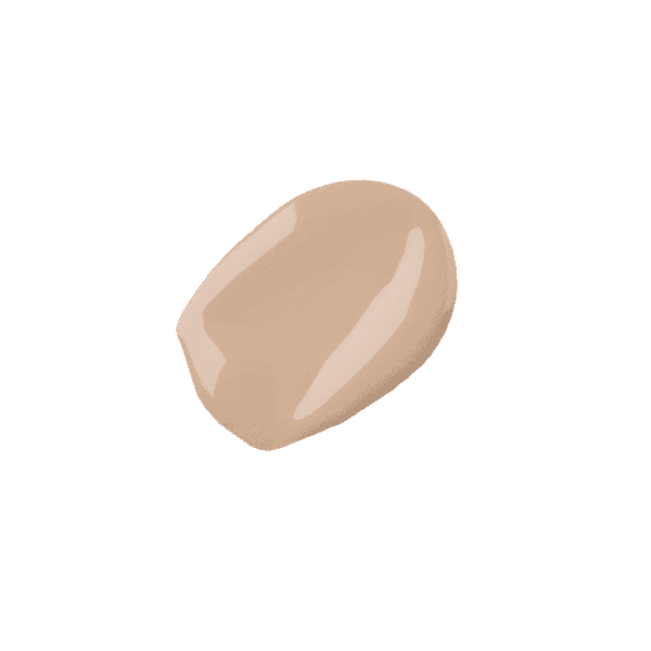 Beige liquid makeup swatch on white background.