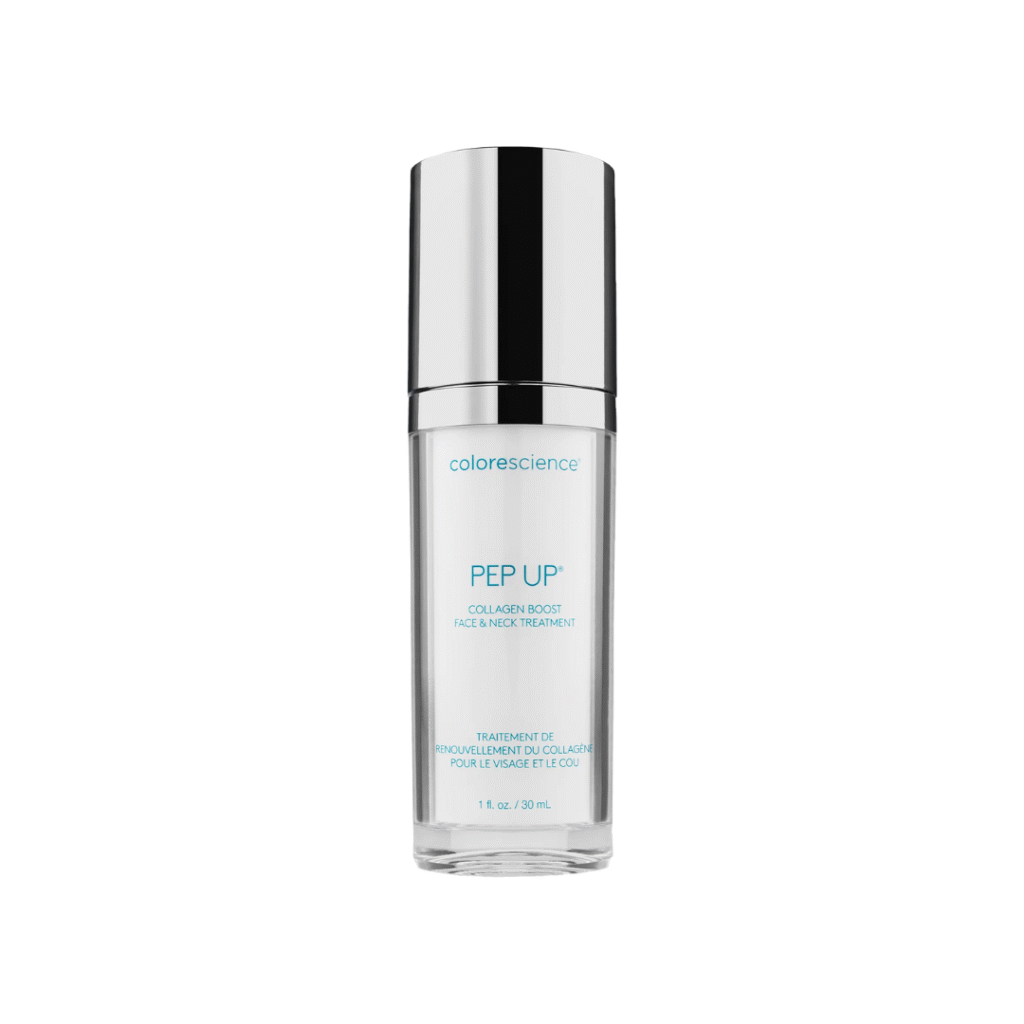 Colorescience Pep Up collagen face treatment bottle.