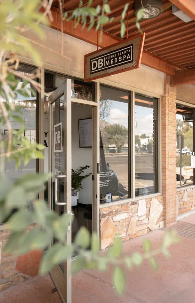Define Beauty Medspa entrance with open door.